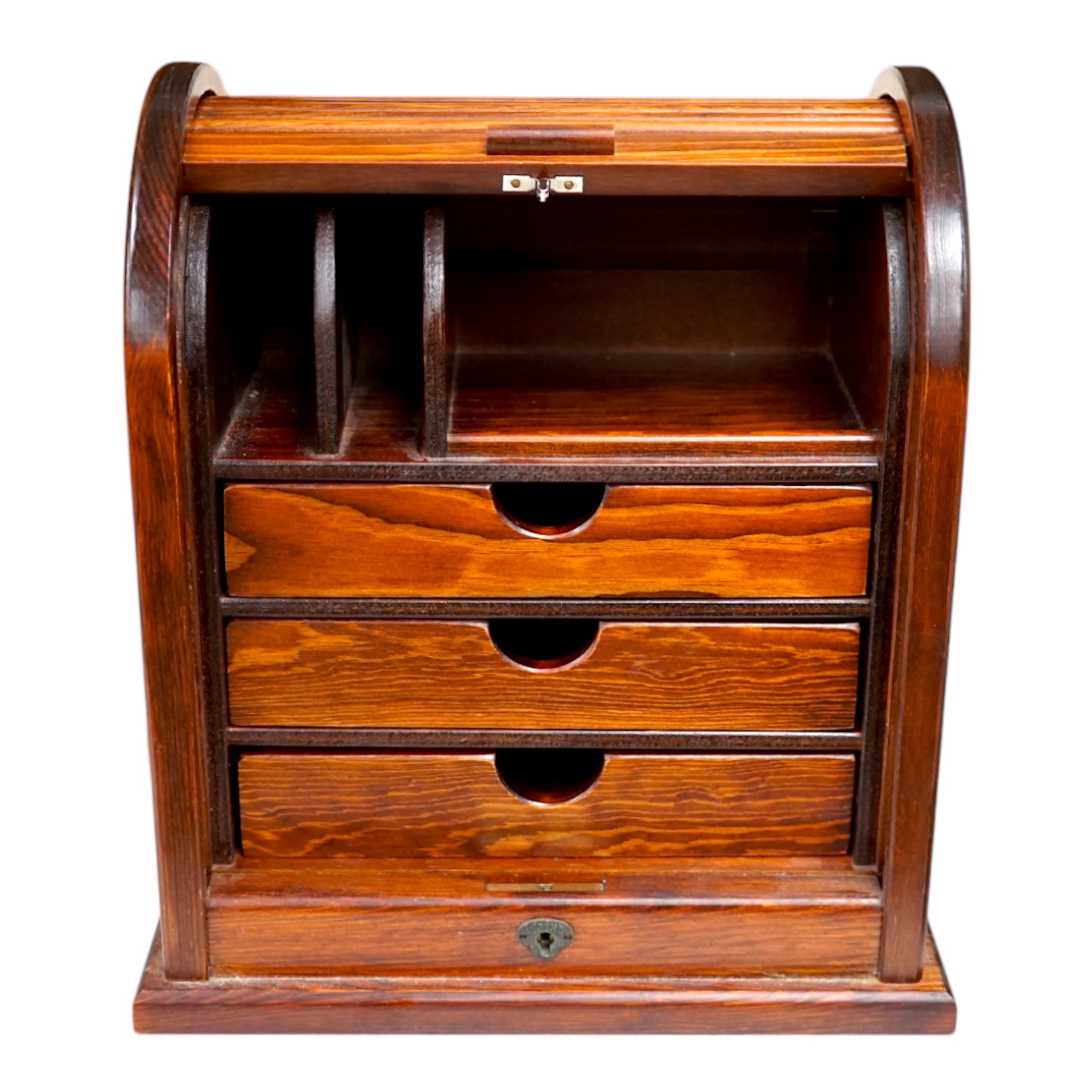 A tambour fronted stationery rack, 30cm high. Condition - fair